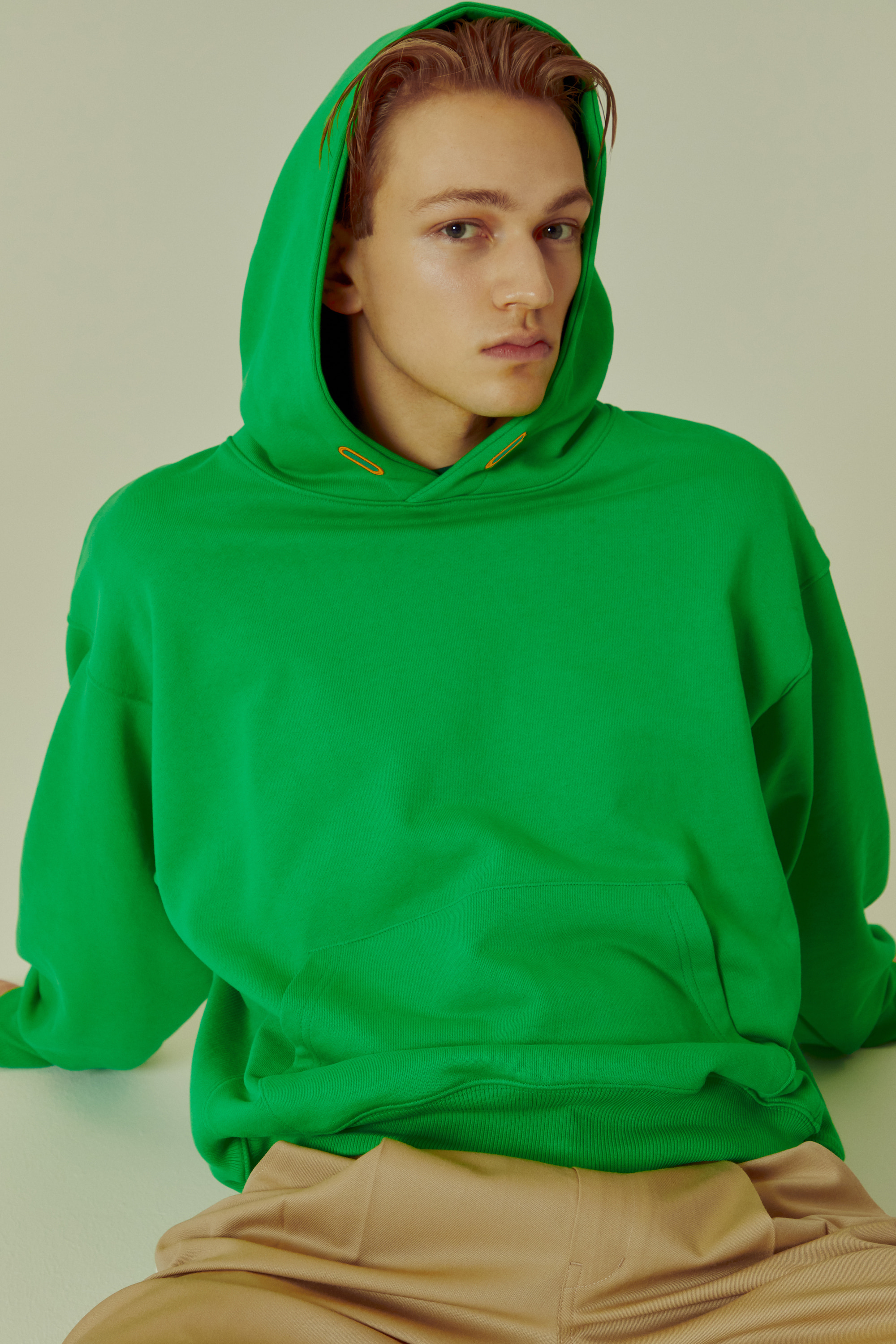 OVERSIZED  EMBROIDERY HOODIE GREEN